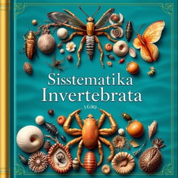 A detailed and elegant book cover for a book titled 'Sistematika Invertebrata'