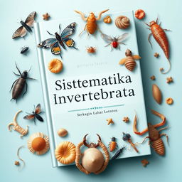 A detailed and elegant book cover for a book titled 'Sistematika Invertebrata'