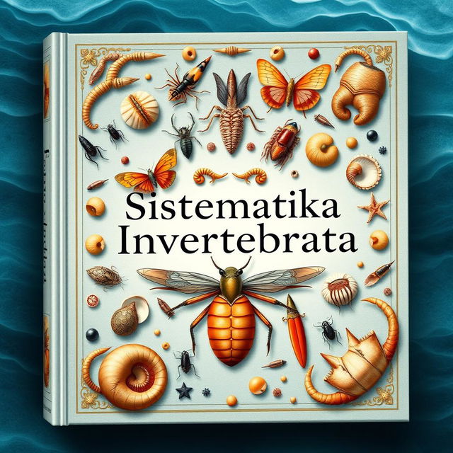 A detailed and elegant book cover for a book titled 'Sistematika Invertebrata'