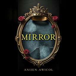 Design a book cover featuring a broken mirror with a crown placed on top of it