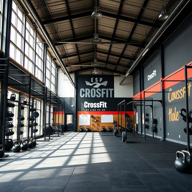 A modern and stylish interior design of a CrossFit gym