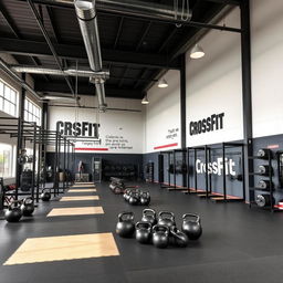 A modern and stylish interior design of a CrossFit gym