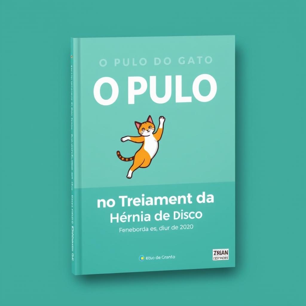 Create an e-book cover titled 'O Pulo do Gato no Tratamento da Hérnia de Disco'