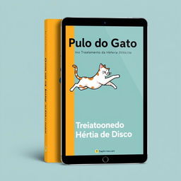 Create an e-book cover titled 'O Pulo do Gato no Tratamento da Hérnia de Disco'