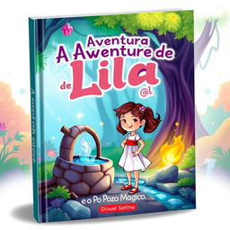 Create a book cover titled 'A Aventura de Lila e o Poço Mágico'