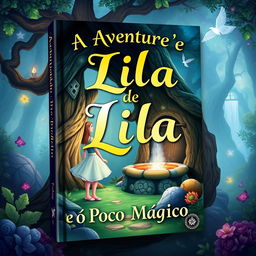 Create a book cover titled 'A Aventura de Lila e o Poço Mágico'