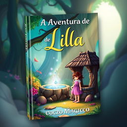 Create a book cover titled 'A Aventura de Lila e o Poço Mágico'