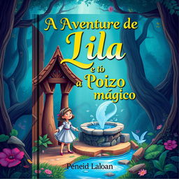 Create a book cover titled 'A Aventura de Lila e o Poço Mágico'