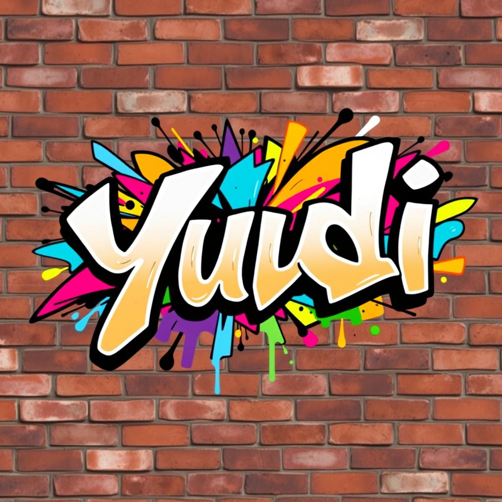 A vibrant and colorful graffiti artwork with the name 'Yudi' prominently featured