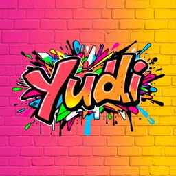 A vibrant and colorful graffiti artwork with the name 'Yudi' prominently featured