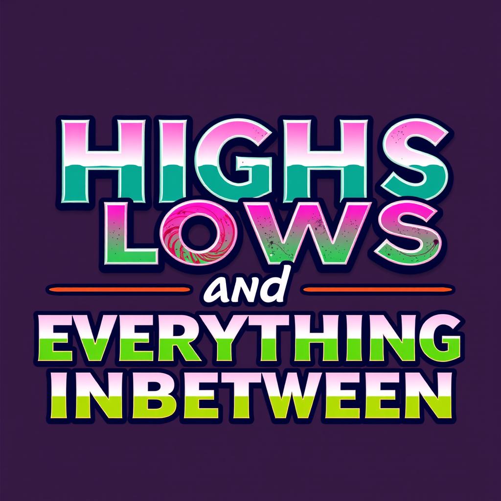 Create a vibrant and eye-catching word art design with the phrase 'Highs Lows and Everything Inbetween'