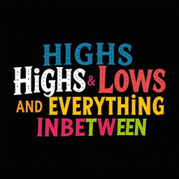 Create a vibrant and eye-catching word art design with the phrase 'Highs Lows and Everything Inbetween'