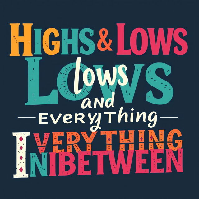 Create a vibrant and eye-catching word art design with the phrase 'Highs Lows and Everything Inbetween'