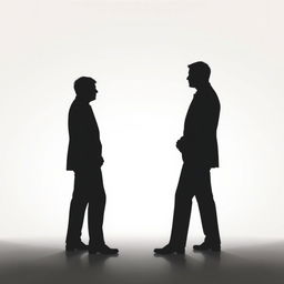 Two men dressed in black suits, both tall, standing as silhouettes