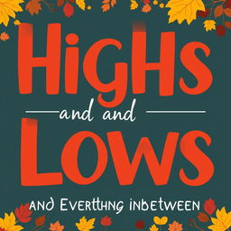 Design a vibrant and eye-catching word art cover for a book with the title 'Highs Lows and Everything Inbetween