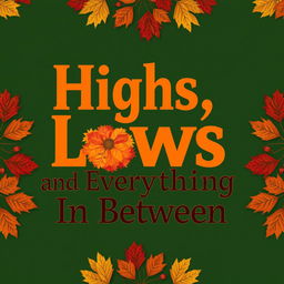 Design a vibrant and eye-catching word art cover for a book with the title 'Highs, Lows, and Everything In Between