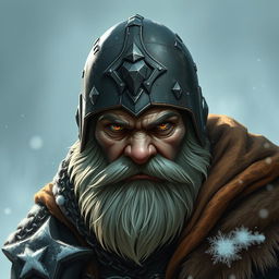 Create an image of a dwarf without a beard, characterized by a mad, intense gaze