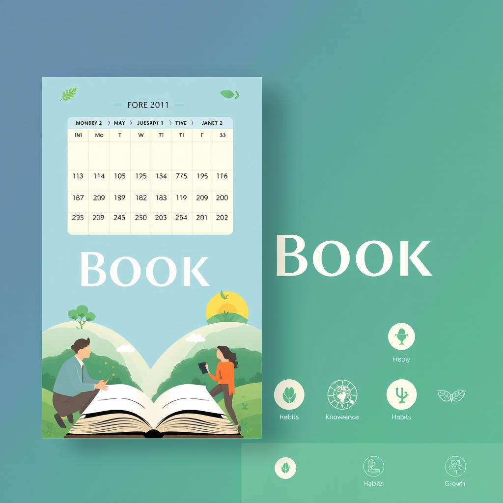 Create a book cover that conveys the essence of the book using the following elements: a color palette that evokes calm, positivity, and growth with tones of blue, green, and yellow; a legible and elegant font that conveys wisdom and knowledge