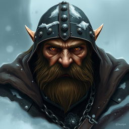 Create an image of a dwarf without a beard, characterized by a mad, intense gaze