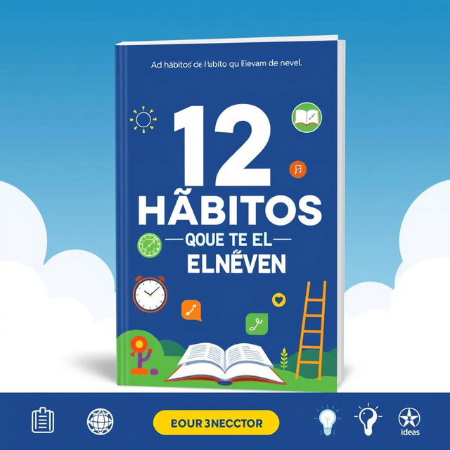 Design a cover for an ebook titled '12 Hábitos Que Te Elevam de Nível'