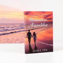 A romantic book cover featuring a beautiful beach at sunset