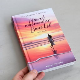 A romantic book cover featuring a beautiful beach at sunset