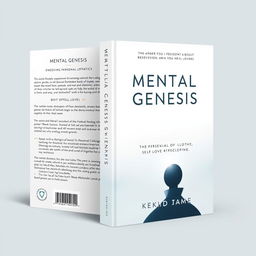 Create a book cover for the title 'Mental Genesis' focusing on themes of personal development, self-discovery, and self-love