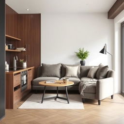 A stylish and compact corner sofa designed for a small kitchen