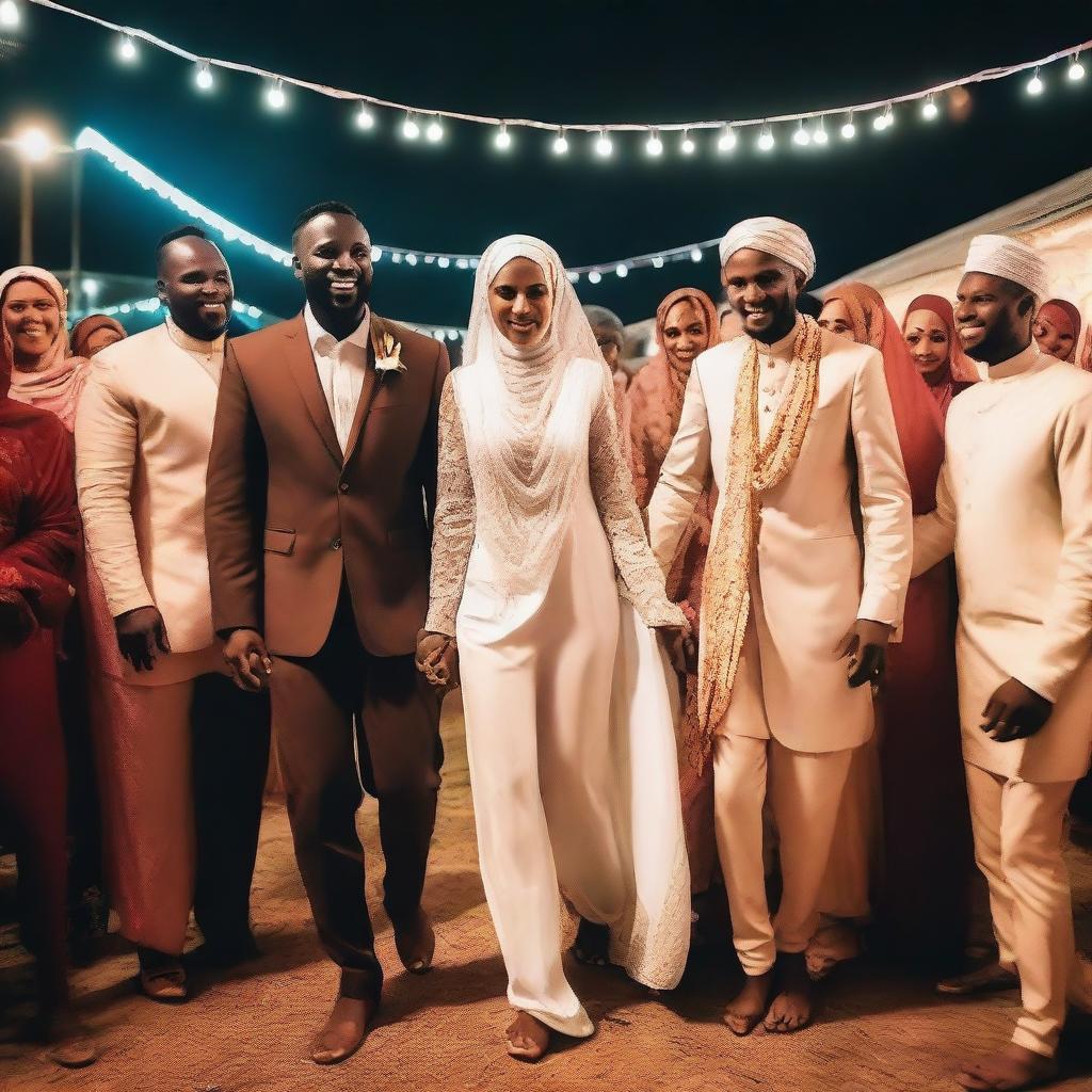 A real photo capturing a night wedding in a village