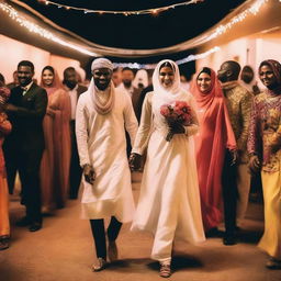 A real photo capturing a night wedding in a village