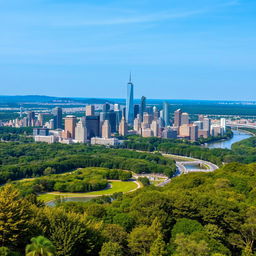 A beautiful cityscape blending seamlessly with lush nature