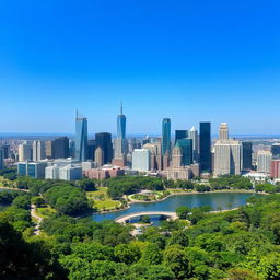 A beautiful cityscape blending seamlessly with lush nature