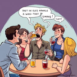 A satirical and humorous illustration depicting a person engaging in various vices like drinking, smoking, and casual relationships