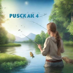 A promotional graphic for 'Русская рыбалка 4' featuring a universal account