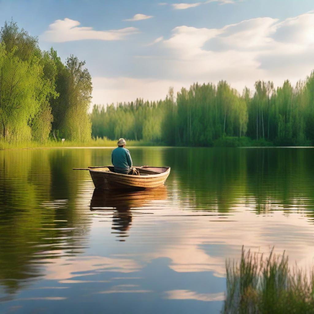 A picturesque scene depicting 'Russian Fishing: New Life'