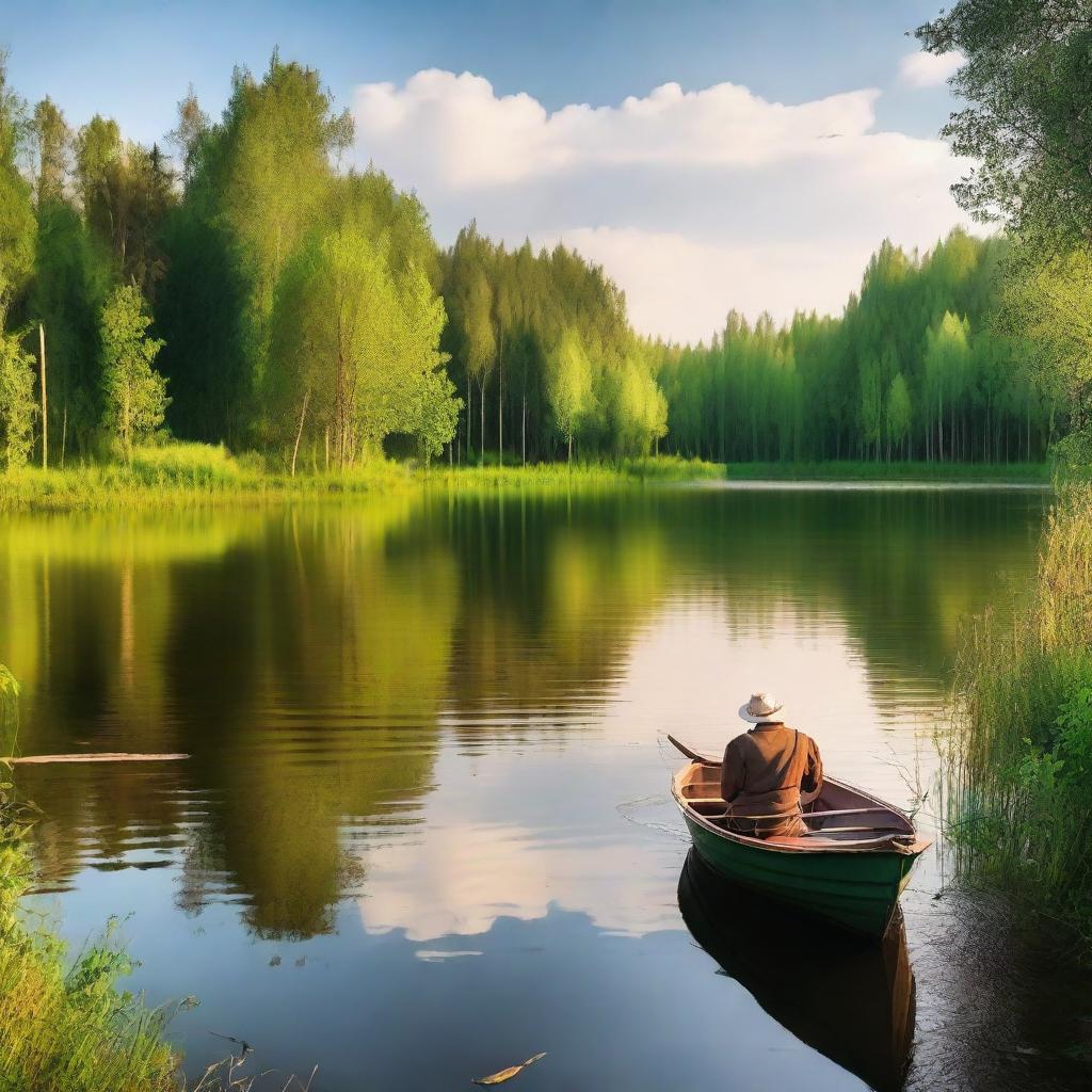 A picturesque scene depicting 'Russian Fishing: New Life'