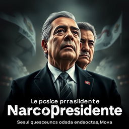 Create an image depicting a political campaign with the theme of 'narcopresidente'