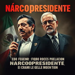 Create an image depicting a political campaign with the theme of 'narcopresidente'