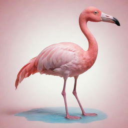 An imaginative creature formed through the mixture of a flamingo, chihuahua, and dolphin, encompassing characteristics from each