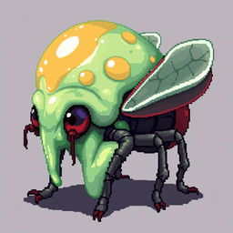 Create a detailed 64x64 pixel art image of a slime fused with a scarab