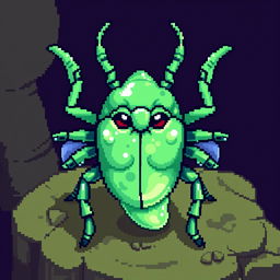 Create a detailed 64x64 pixel art image of a slime fused with a scarab