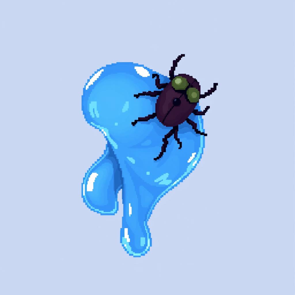 A 64x64 pixel art of a blue slime combined with a beetle