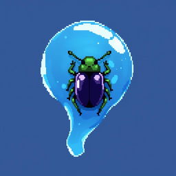 A 64x64 pixel art of a blue slime combined with a beetle