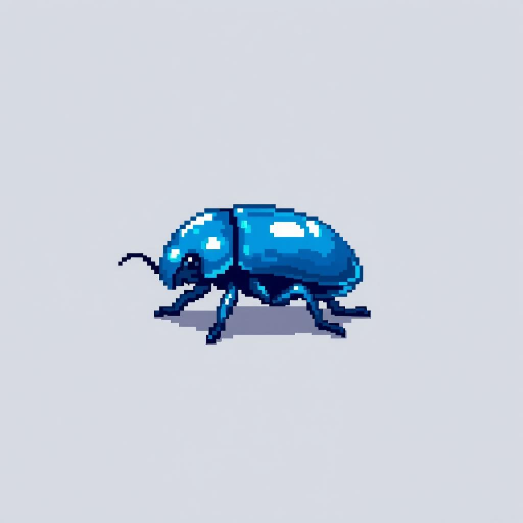 A 64x64 pixel art of a blue slime-beetle hybrid