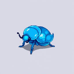 A 64x64 pixel art of a blue slime-beetle hybrid