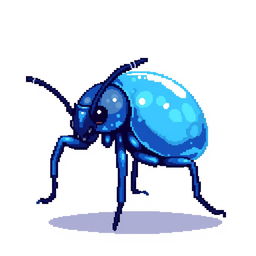 A 64x64 pixel art of a blue slime-beetle hybrid