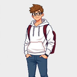 Create a young male character wearing university student attire