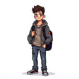 Create a young male character wearing university student attire