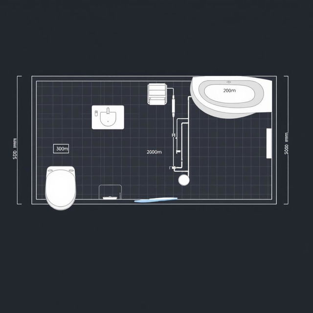 A detailed floor plan of a bathroom with dimensions of 2240 mm in width and 3000 mm in length