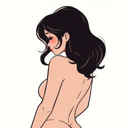 A stylized illustration of a girl from a side profile, emphasizing her curvy figure and large butt